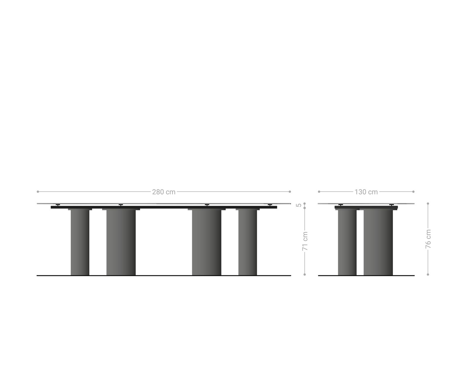 Stół do jadalni Edge owalny 280x130cm ceramika Minas Melange biało-beżowy rama Pilier stal nierdzewna 8