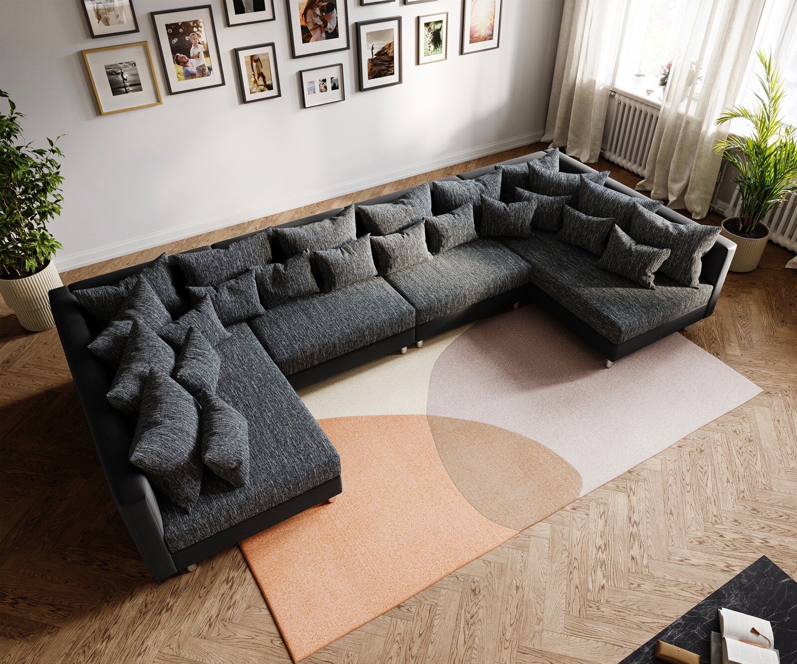 Zestaw wypoczynkowy Clovis XL czarny sofa modułowa z możliwością rozbudowy 3