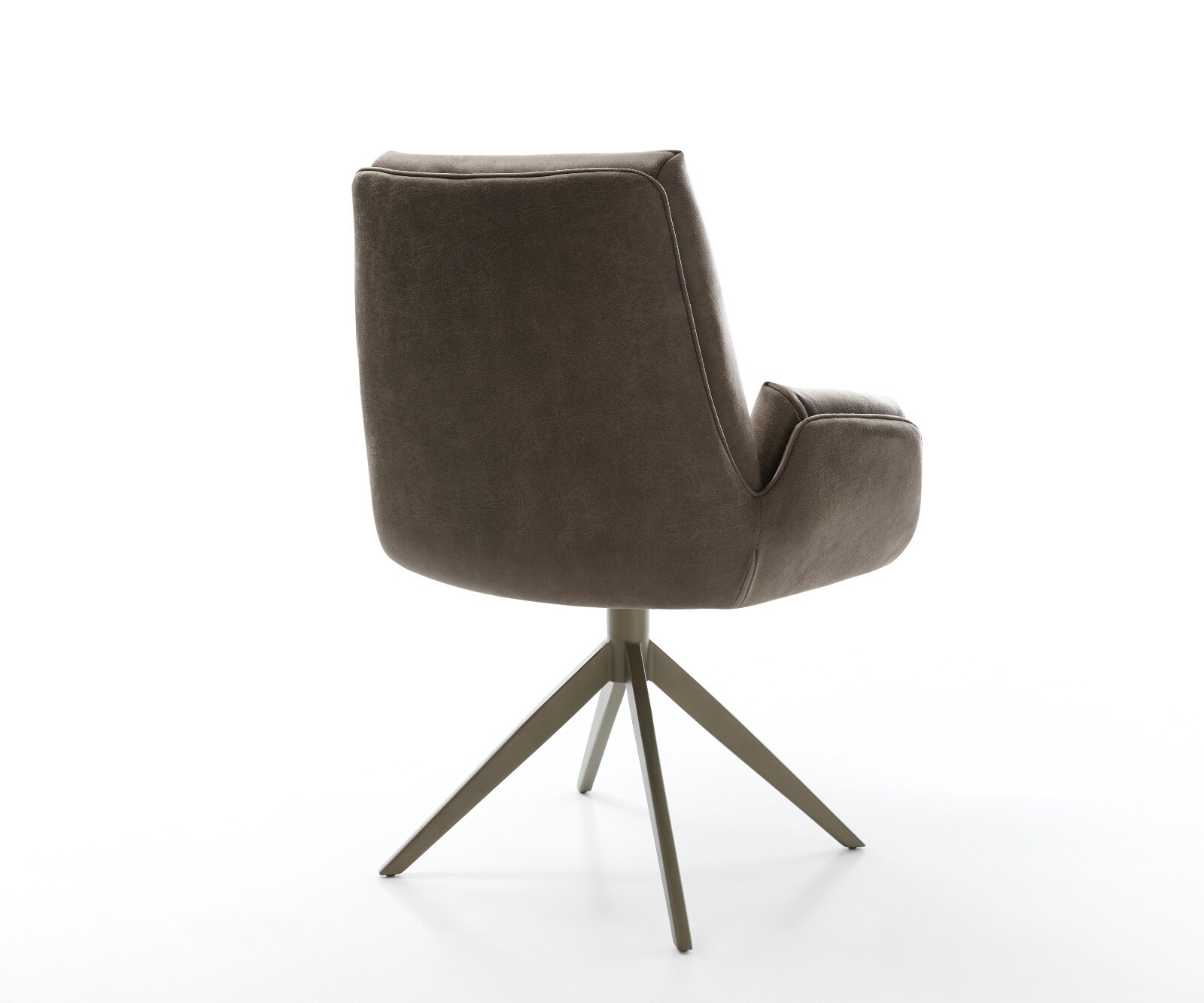 Krzesło do jadalni Clea-Flex mikrofibra szaro-brązowy vintage podstawa krzyżowa szeroka metal w kolorze tytanu obracane o 360° funkcja kołyski 5
