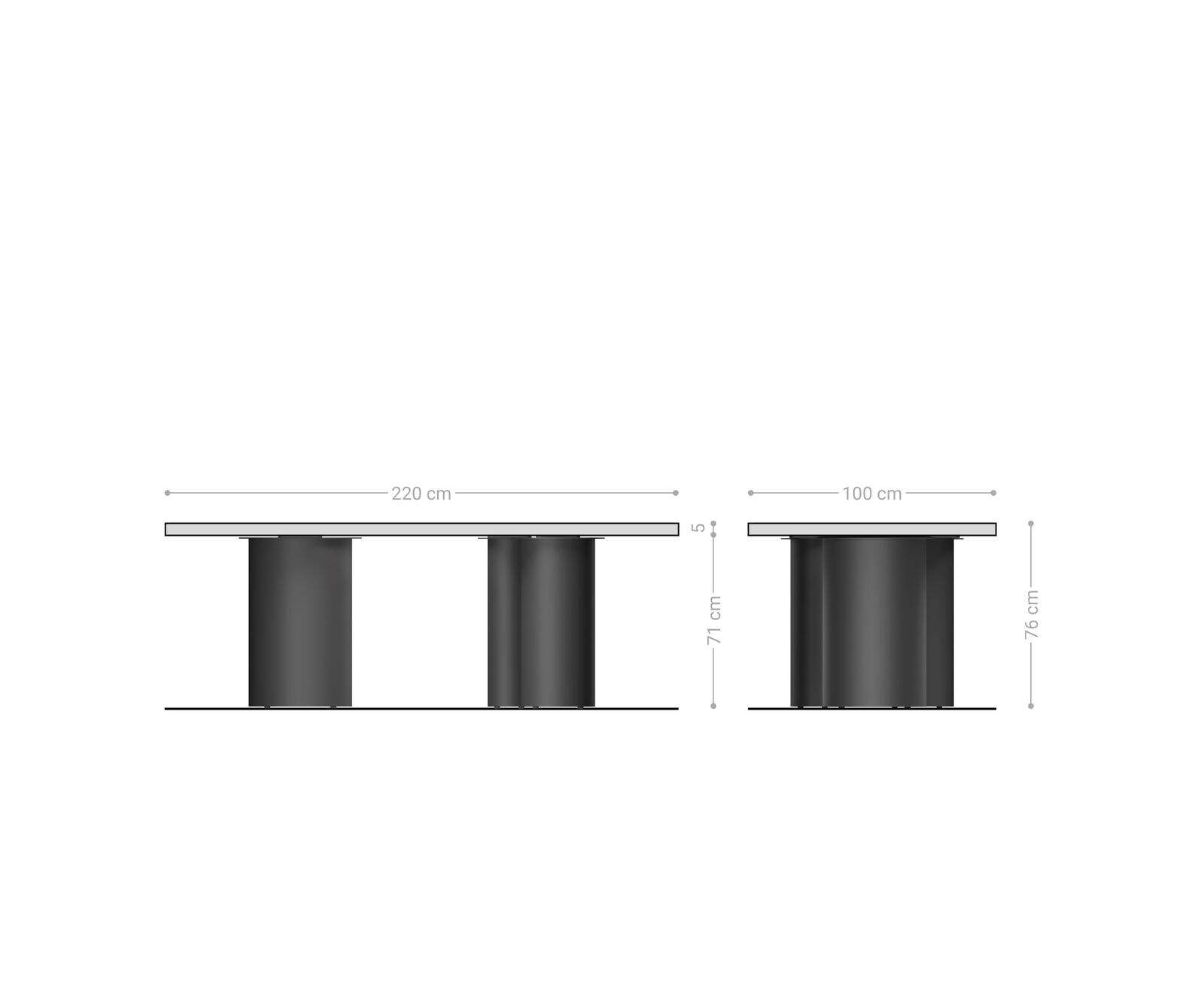 Stół do jadalni Edge 220x100 cm XL akacja platynowa rama Troa stal nierdzewna grafit live-edge 6