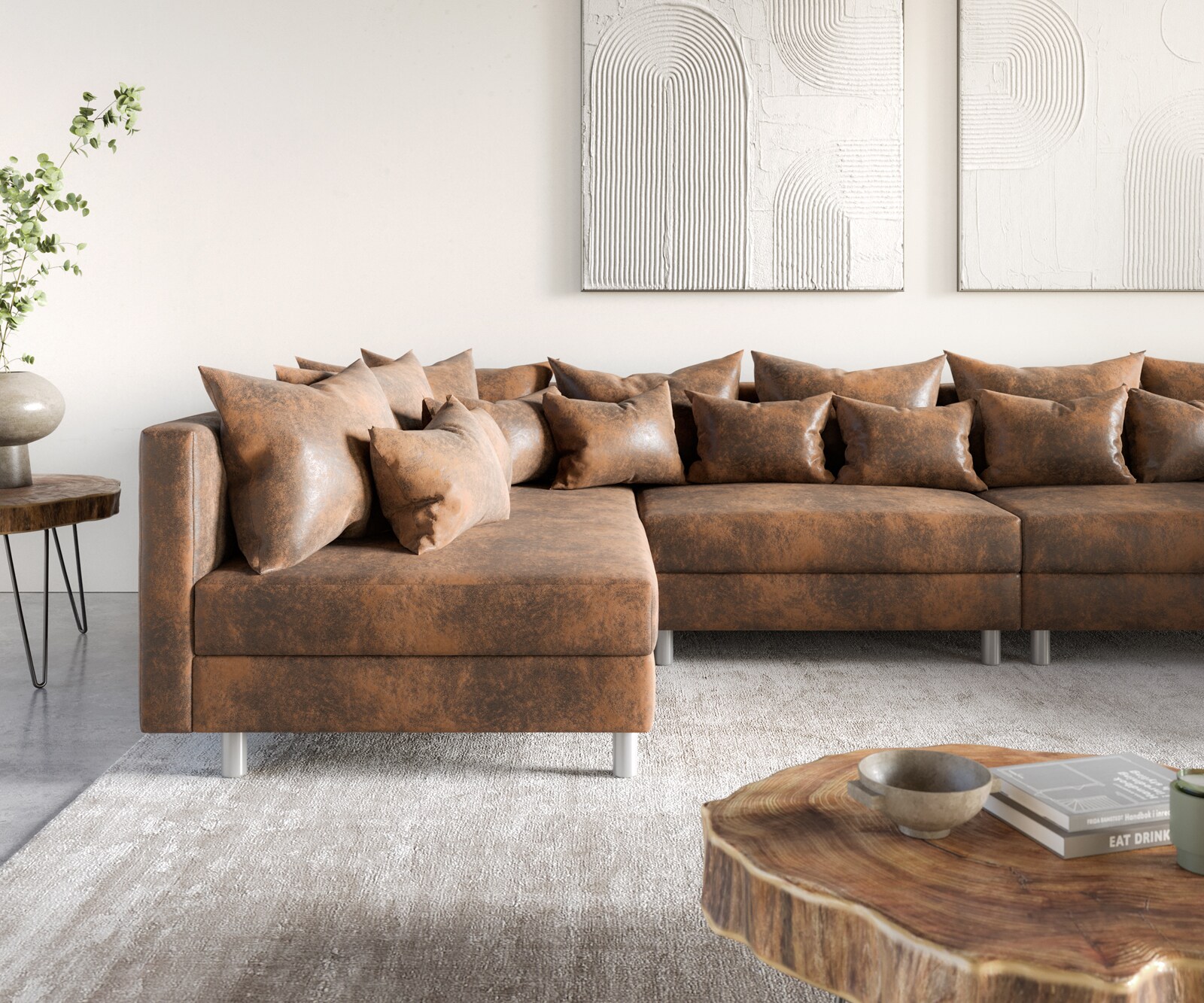 Zestaw wypoczynkowy Clovis XL brąz antyczny sofa modułowa 5