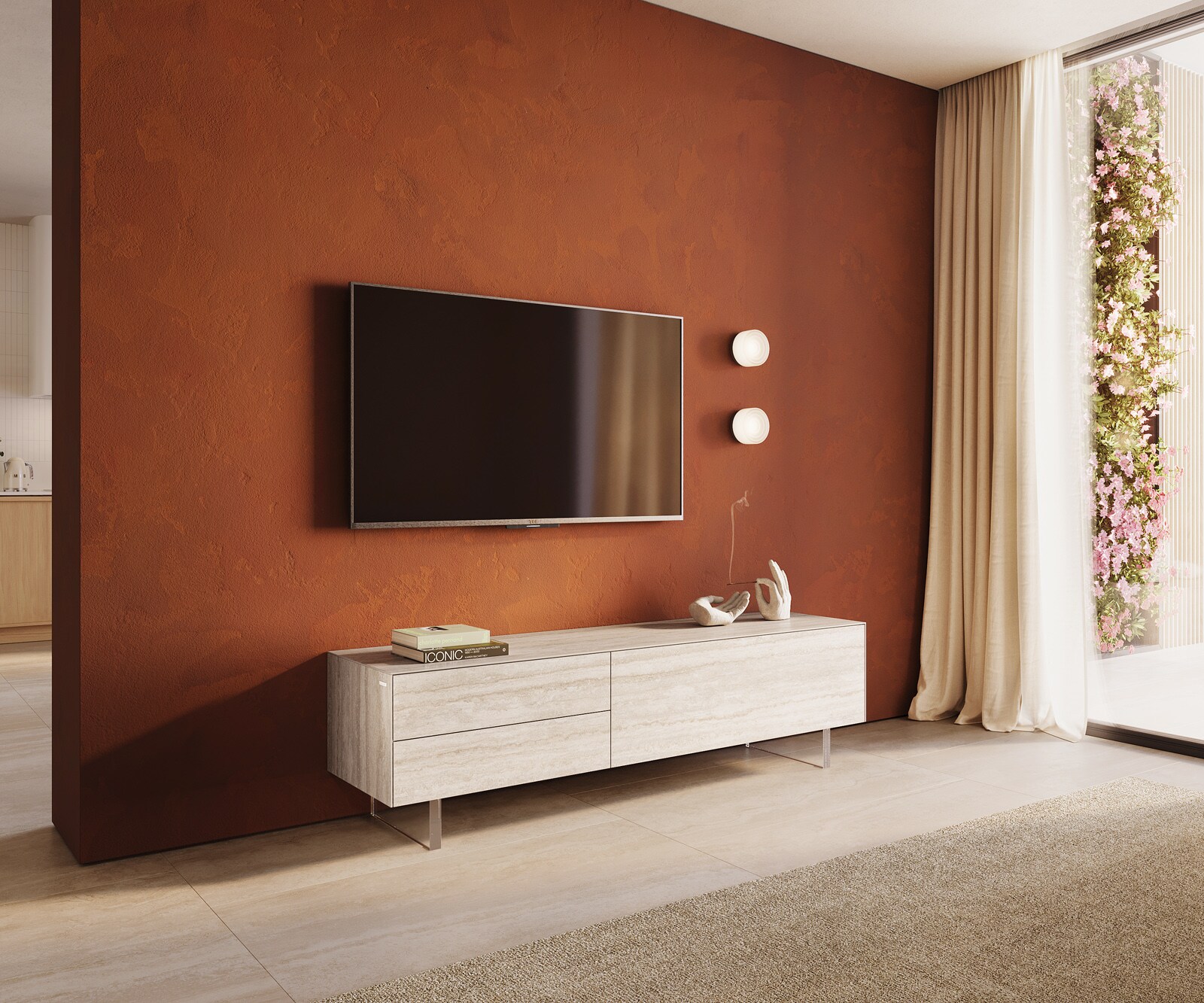 Szafka RTV Cuor 180 cm ceramika 1 drzwi uchylne 2 szuflady 2