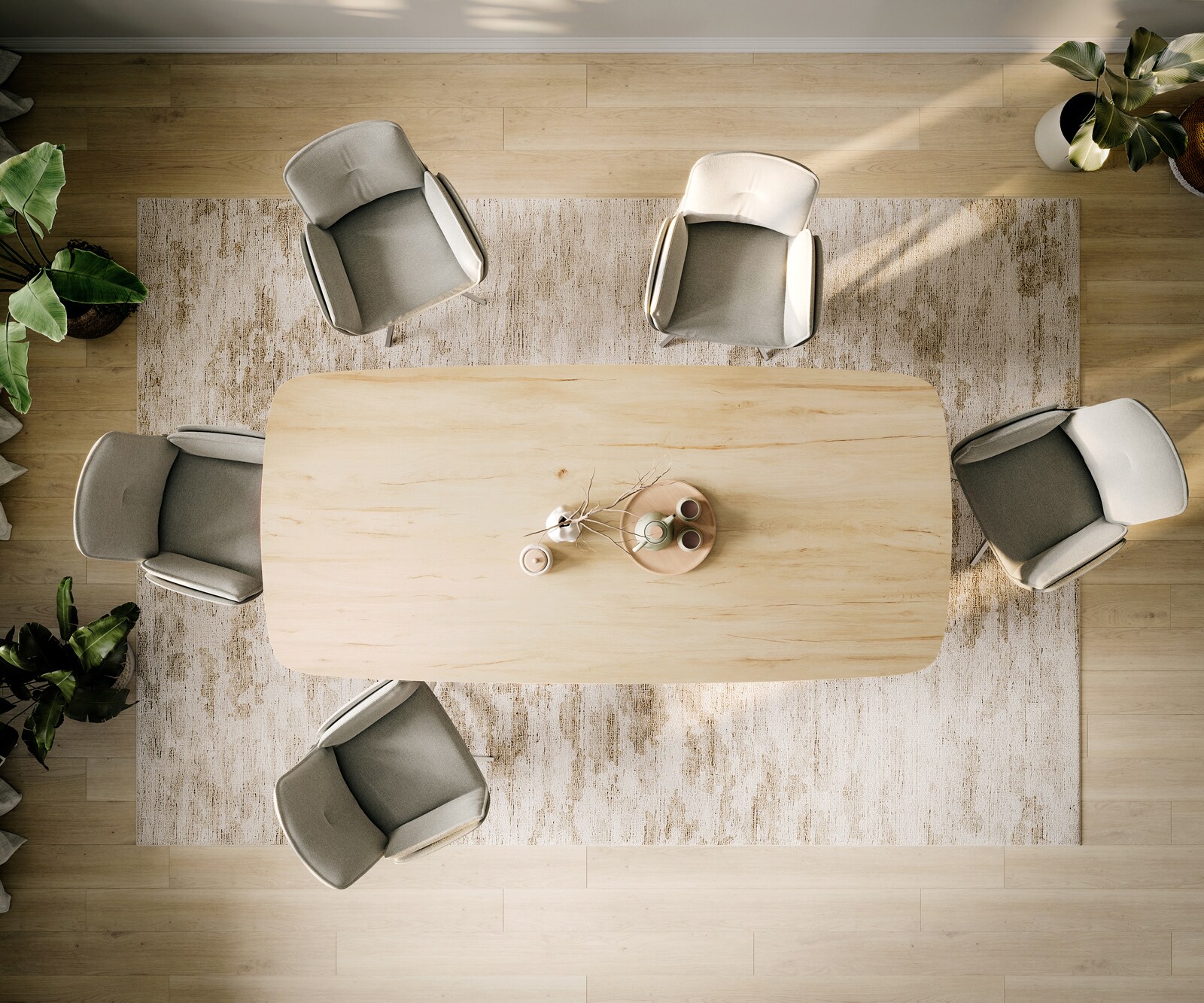 Stół do jadalni Edge w kształcie beczki 260x120 cm ceramika Laminam® Sabbia w kolorze dębu rama Zenthara stal nierdzewna 5