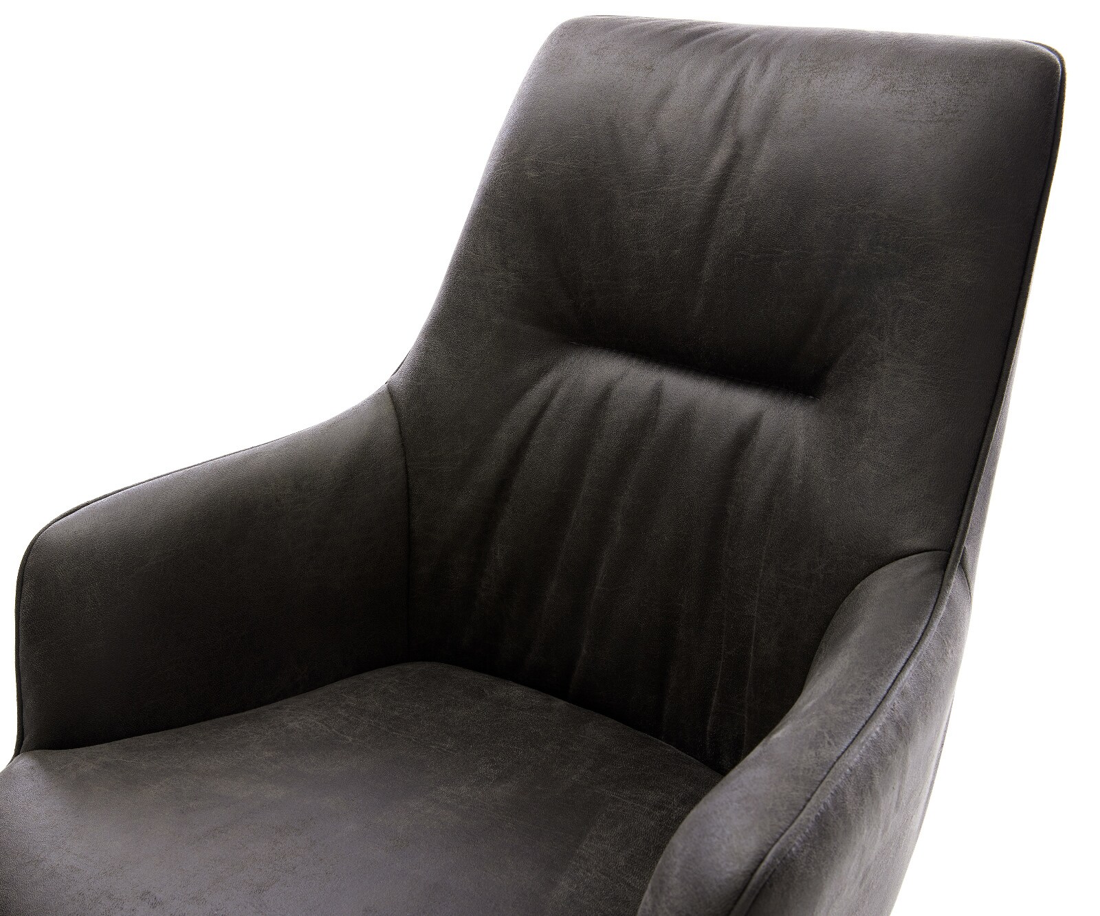 Krzesło Zelia-Flex z podłokietnikami mikrofibra antracytowy vintage podstawa krzyżowa szeroka metal w kolorze tytanu obracane o 360° funkcja kołyski sprężyny kieszeniowe 4