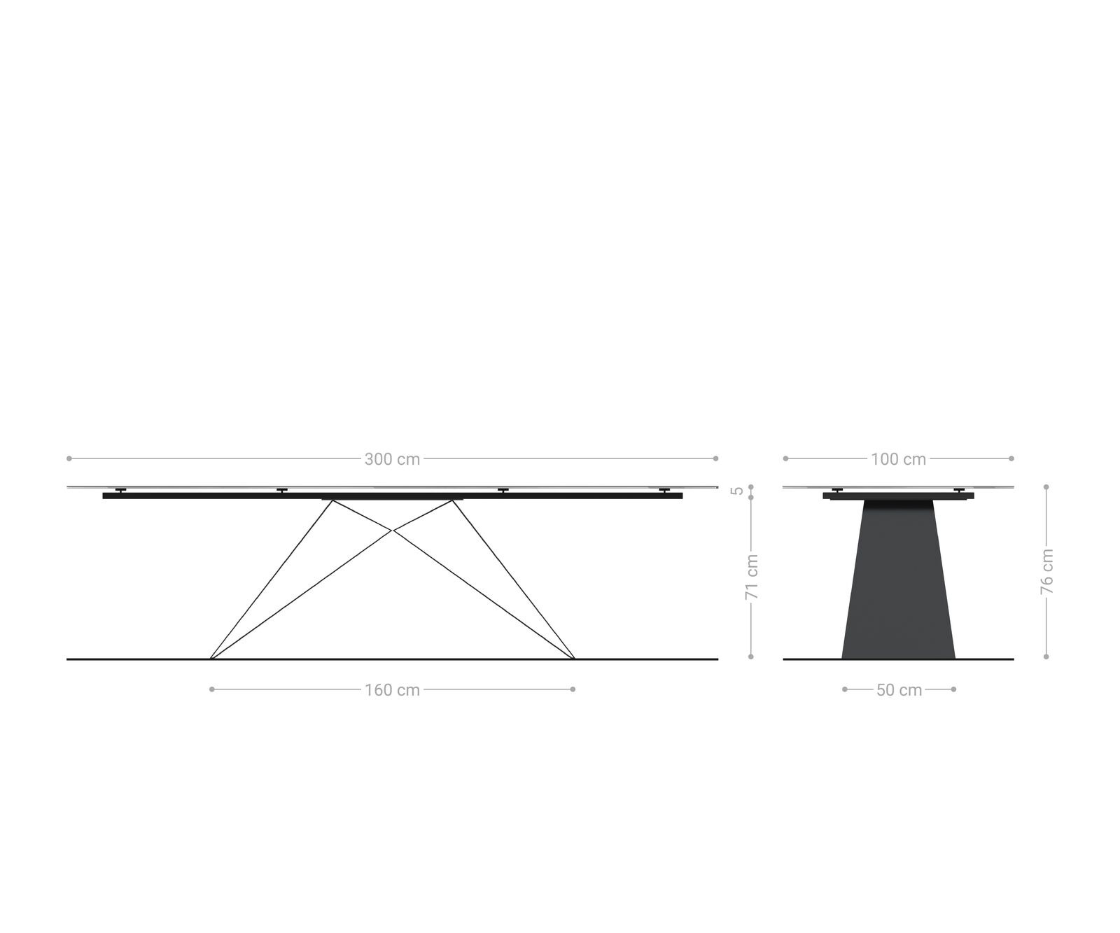 Stół do jadalni Edge 300x100cm ceramika Calacatta Luxe biało-złoto-szary rama V metal czarna 9