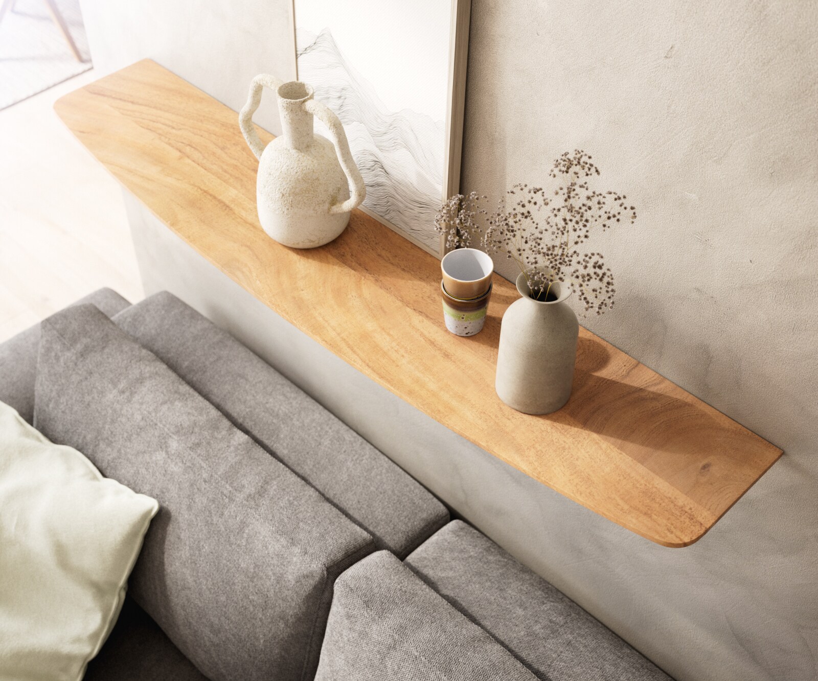 Półka ścienna Edge 145 cm akacja naturalna krawędź szwajcarska 3