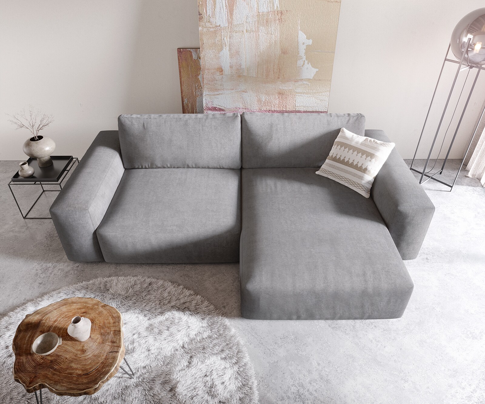 Sofa narożna Lanzo XL 270x180cm mikrofibra szara szezlong z możliwością zmiennego ustawienia 3
