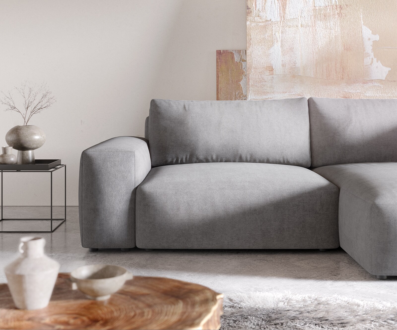 Sofa narożna Lanzo XL 270x180cm mikrofibra szara szezlong z możliwością zmiennego ustawienia 4