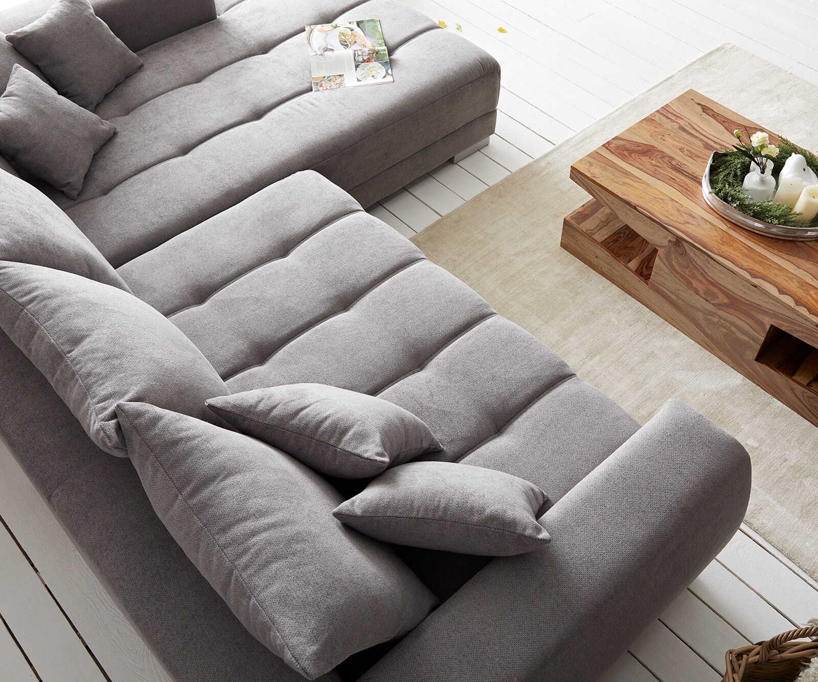 Sofa narożna Josea 300x220 cm mikrofibra kamienny szary szezlong prawy 5