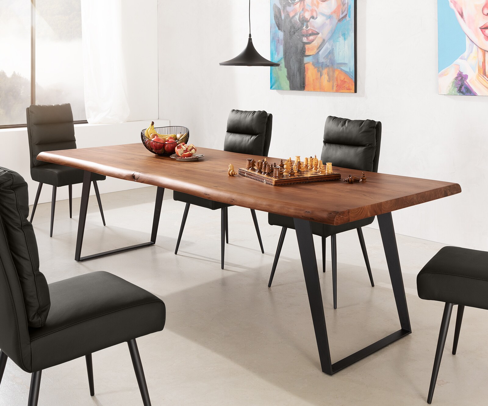Stół do jadalni Edge 260x100 XL akacja brązowa metal czarny live-edge 1