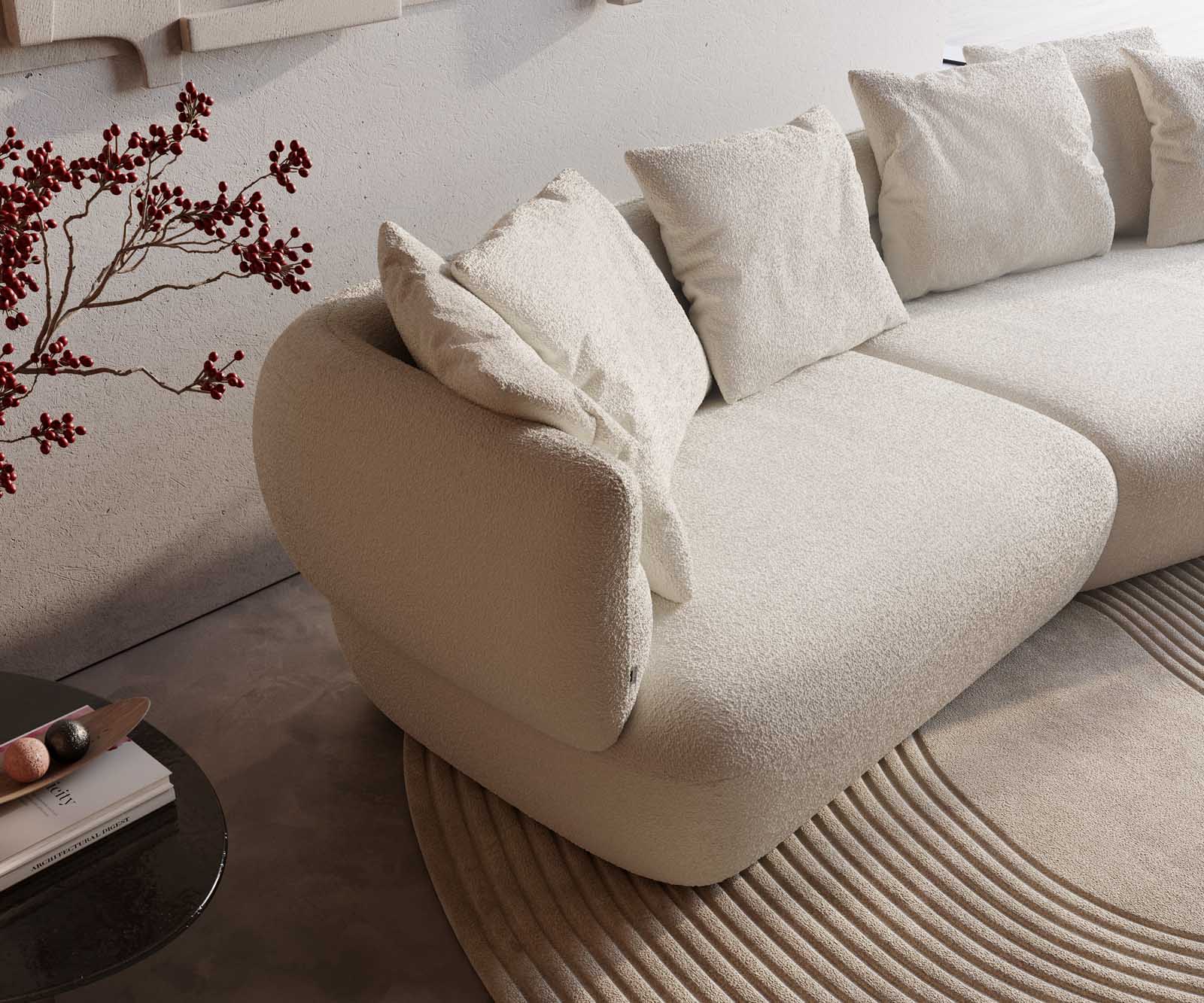 Sofa Roya 320x140cm bouclé kremowo-biały 5
