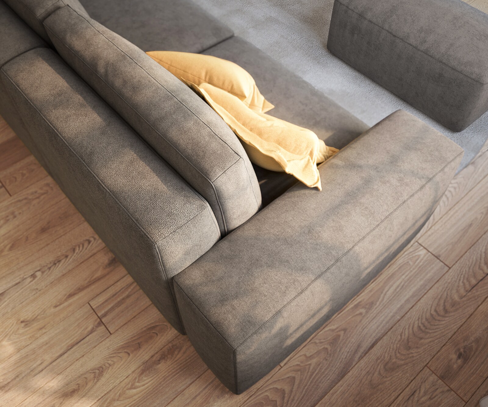 Duża sofa Lanzo L 250x105 cm mikrofibra khaki brązowa z pufem 4